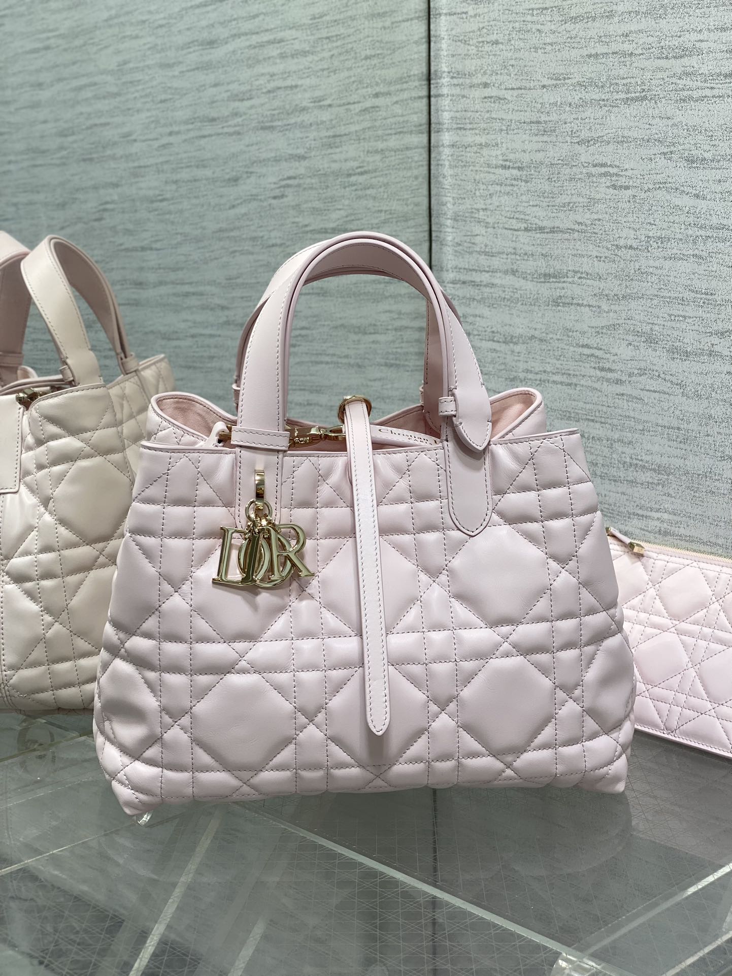 Medium Dior Toujours Bag Pale Pink Macrocannage Calfskin